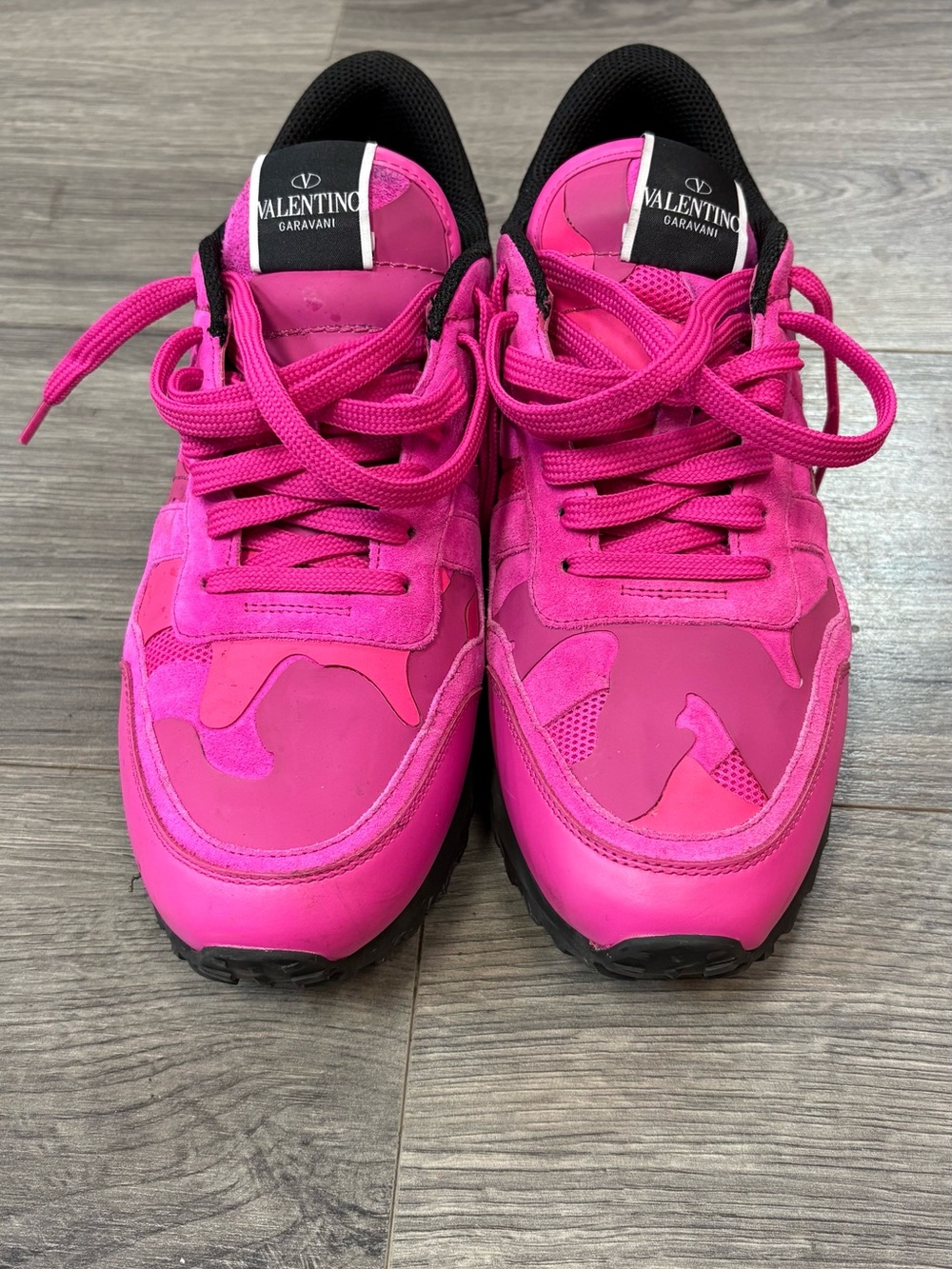 Valentino Garavani Hot Pink Camouflage Runner Sneakers